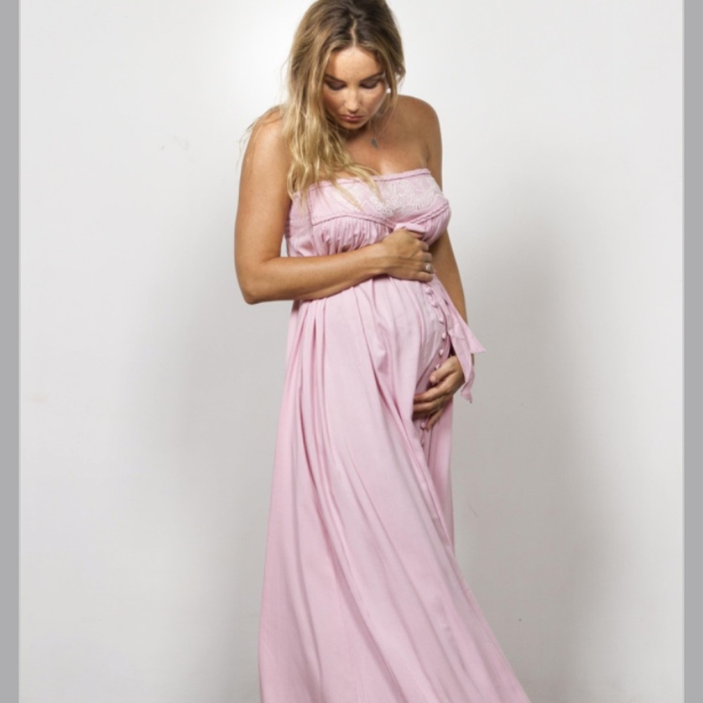 “Zippora”  maternity maxi dress -  baby pink